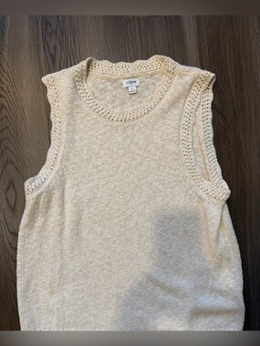 J. Crew Cream Knit Crochet-Trim Sleeveless Tank